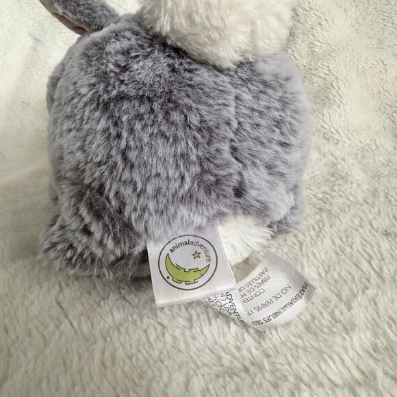 Animal Adventure Grey Baby Bunny Rabbit 7” Spring Easter Plush Toy - Picture 4 of 5